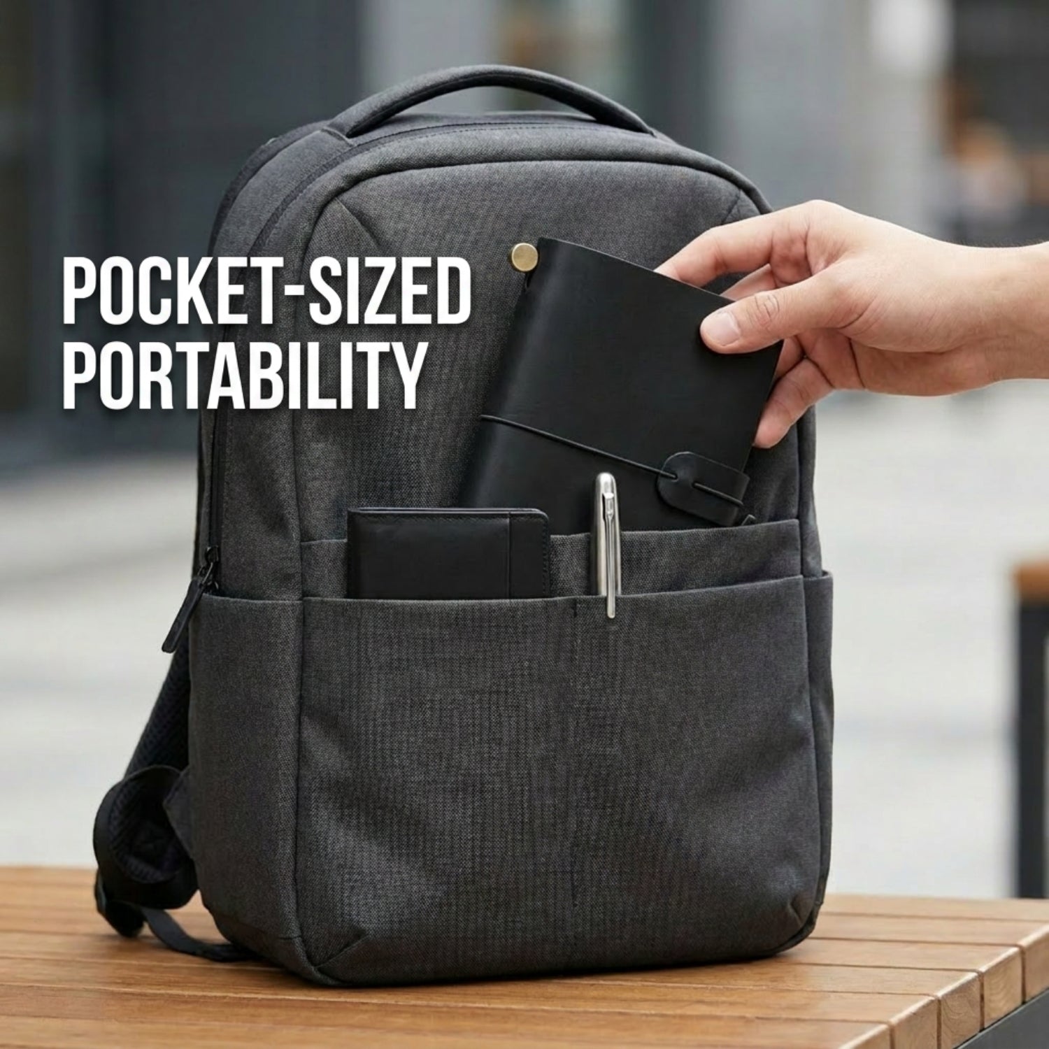 Pocket Journal – Refillable Leather Notebook (Black)