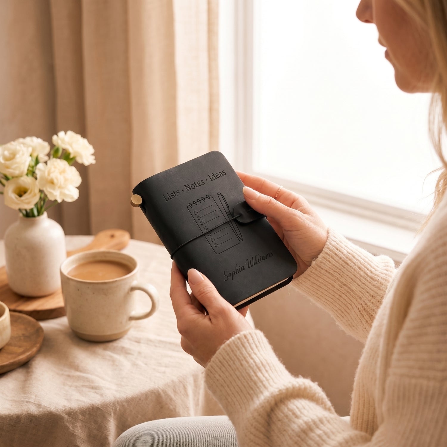 Personalised Leather Pocket Journal – Refillable Mini Notebook