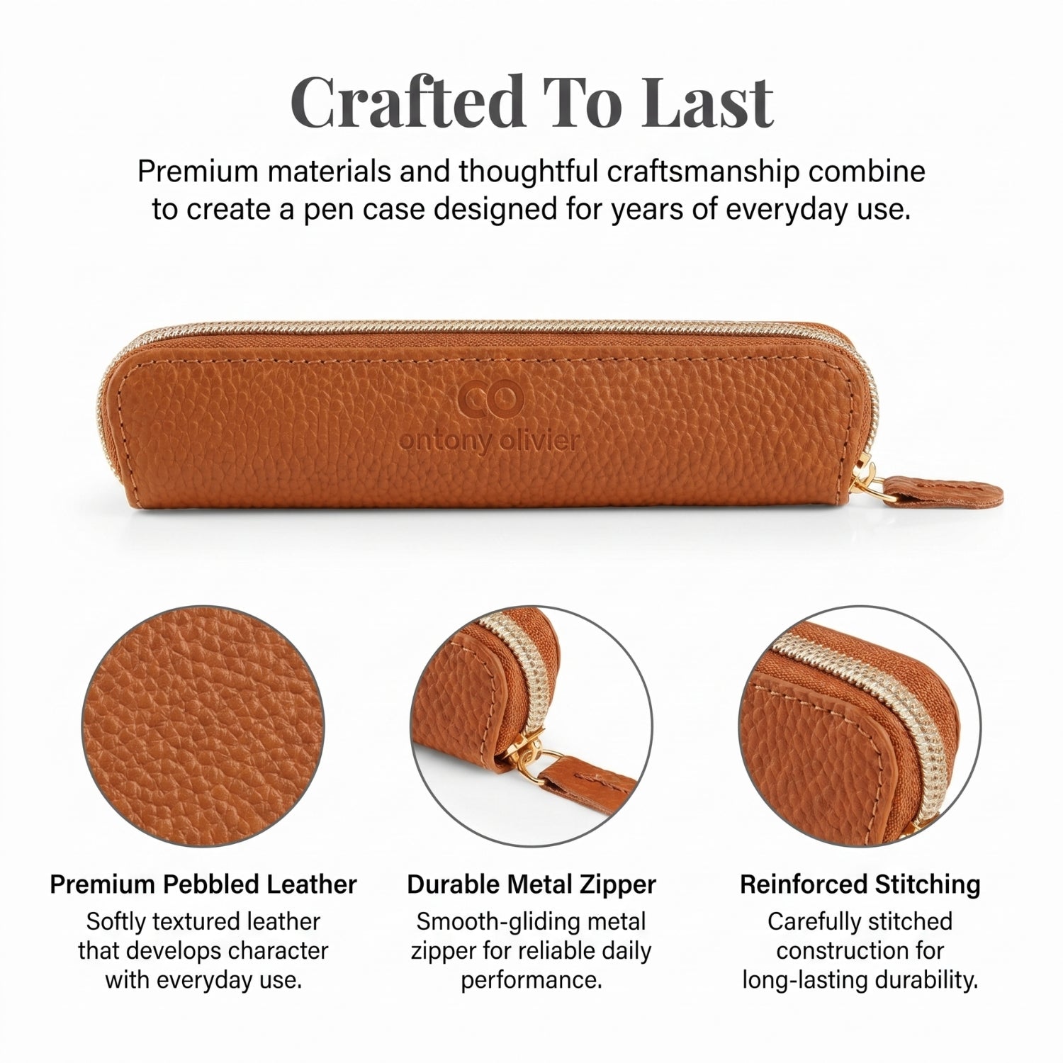Personalised Mini Leather Pencil Case – Compact Pen Pouch
