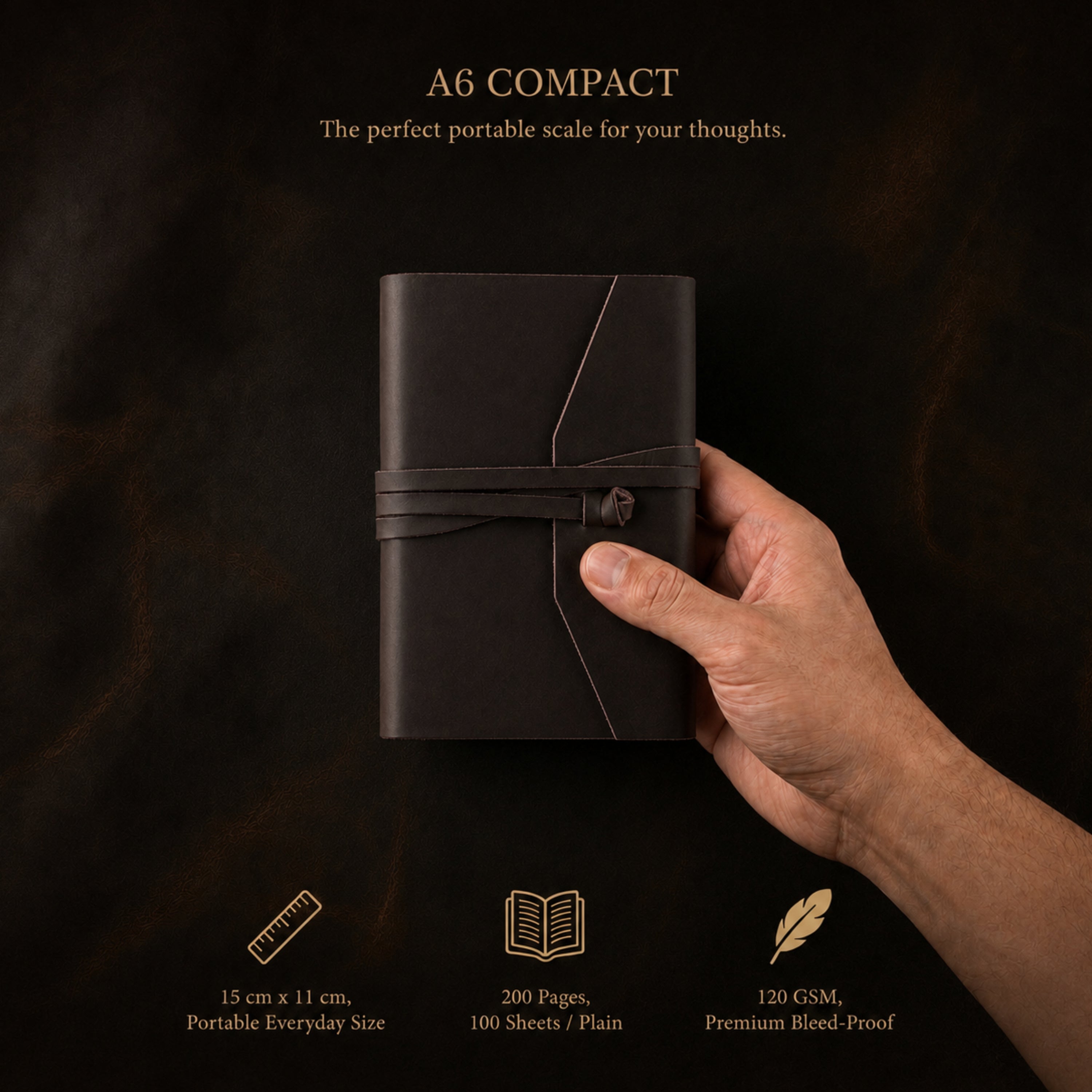 Leather Journal – Fixed-Page A6 Notebook