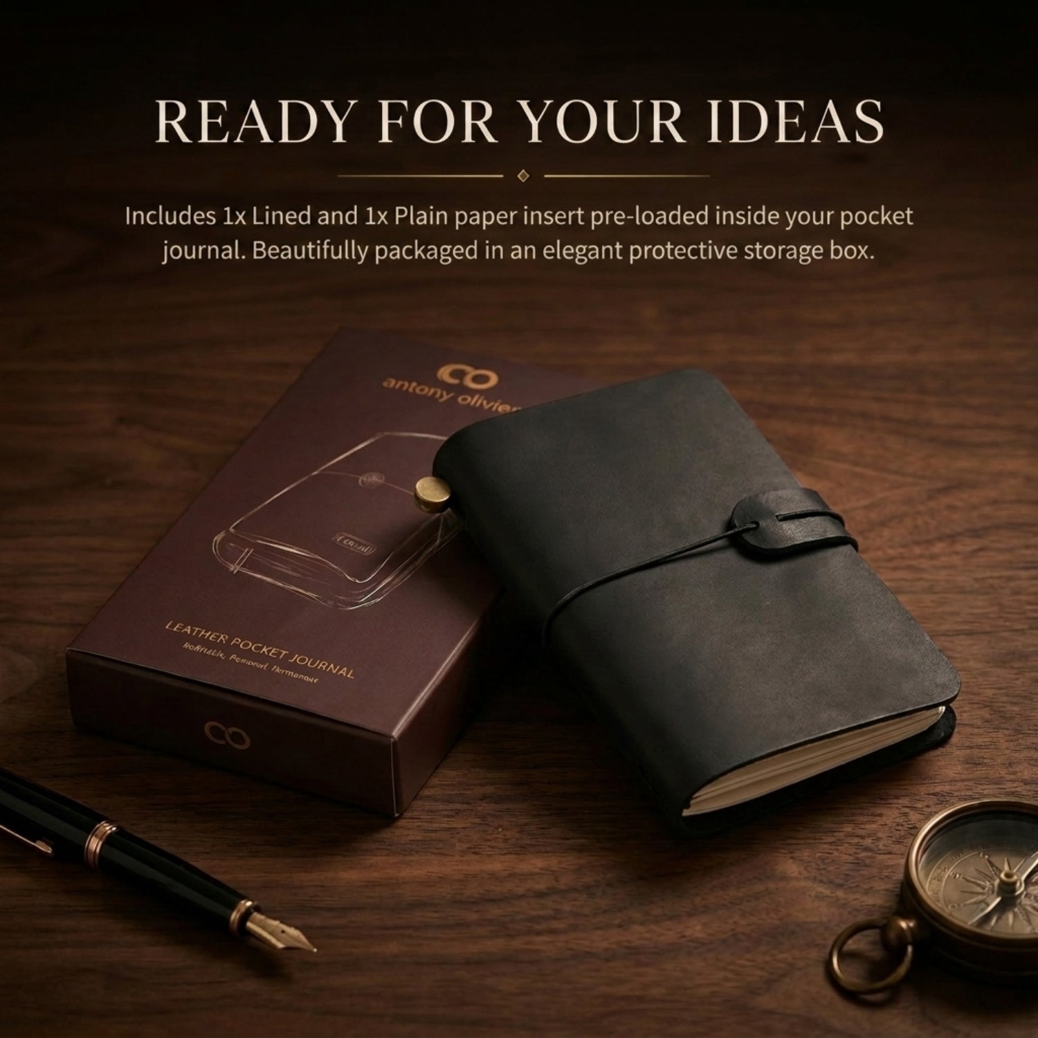 Pocket Journal – Refillable Leather Notebook (Black)