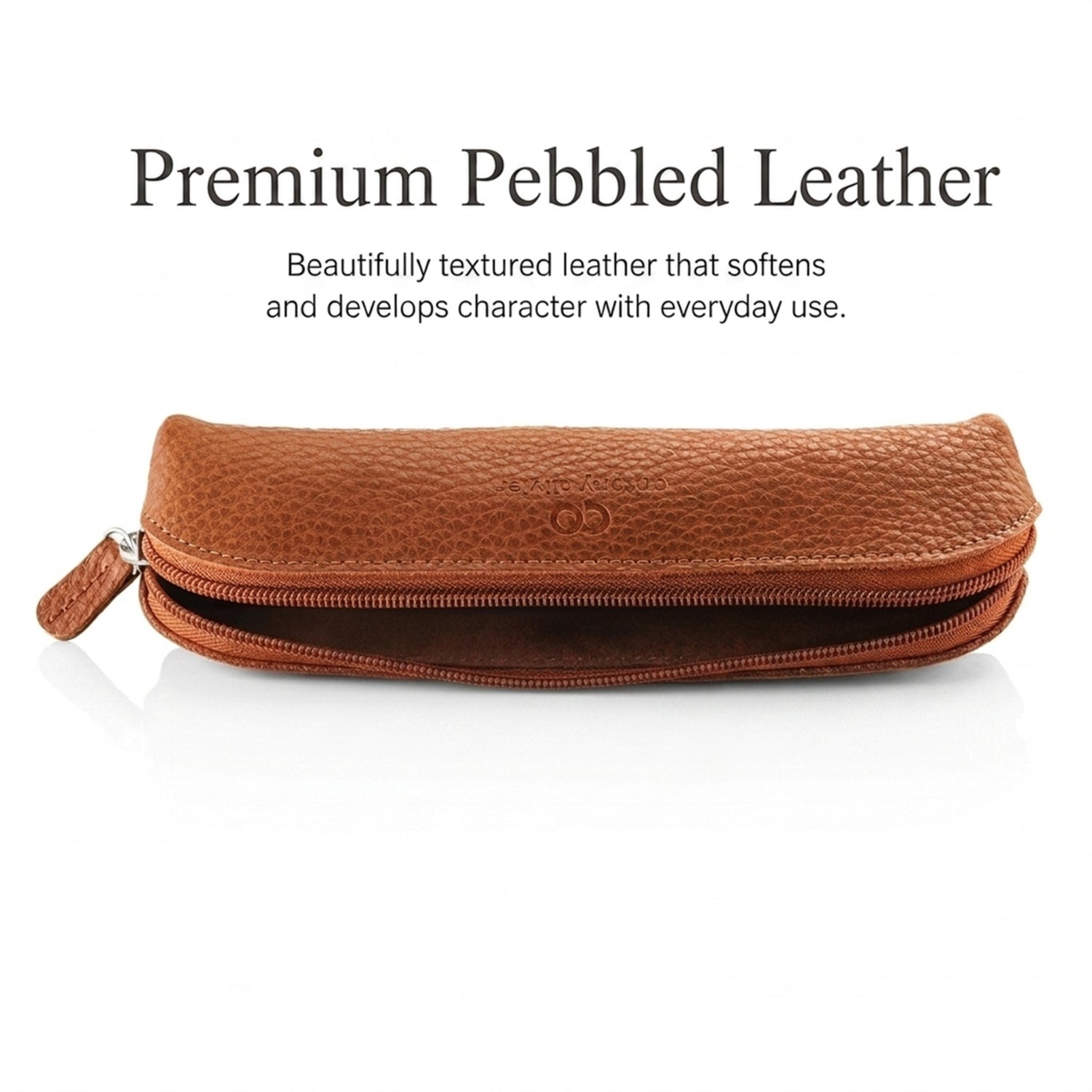 Personalised Leather Pencil Case – Rustic Brown Zipped Pen Pouch