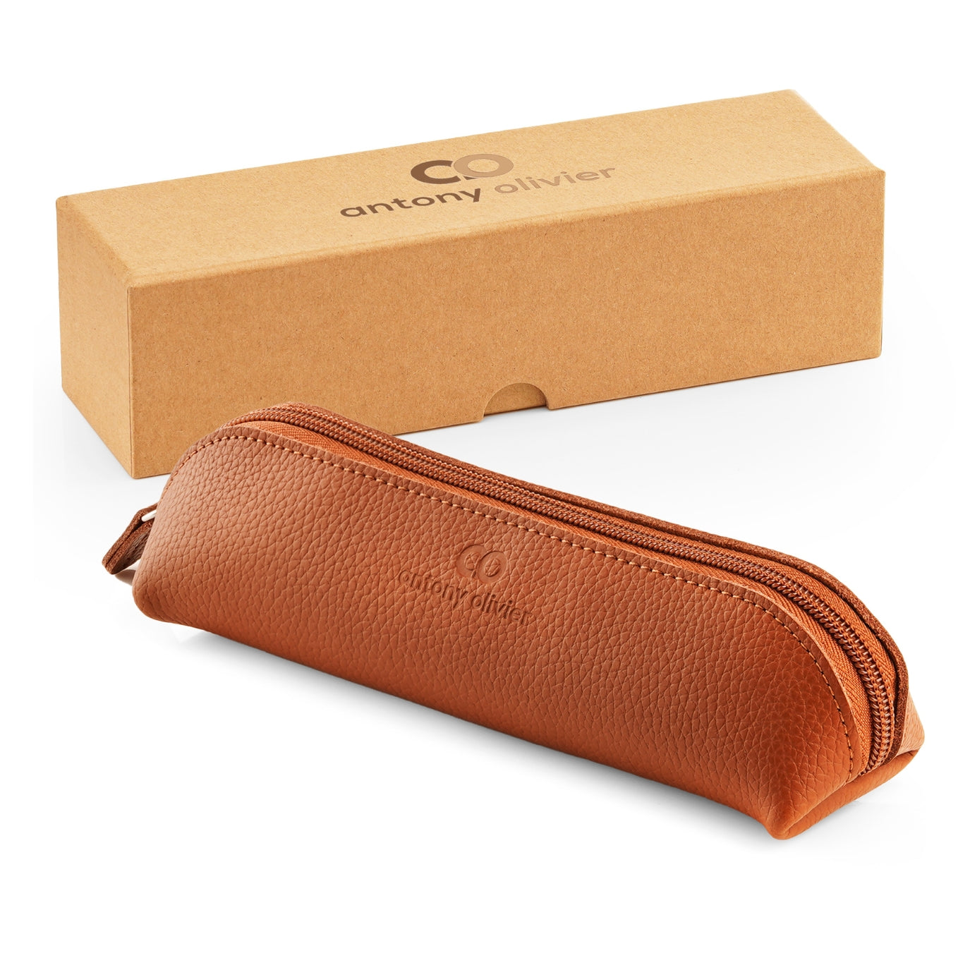 Antony Olivier Leather Pencil Case – Brown Zipped Pen Pouch