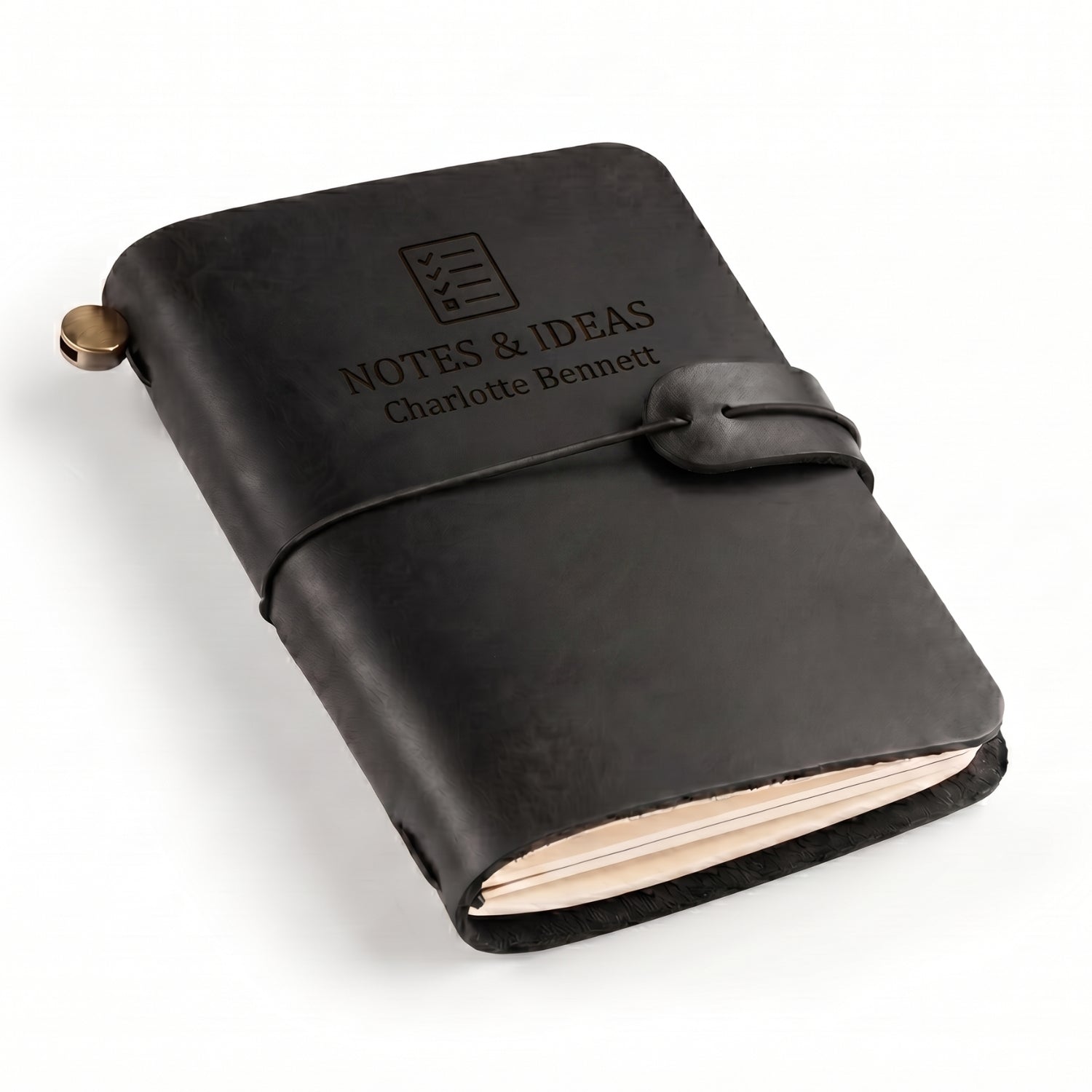Personalised Leather Pocket Journal – Refillable Mini Notebook