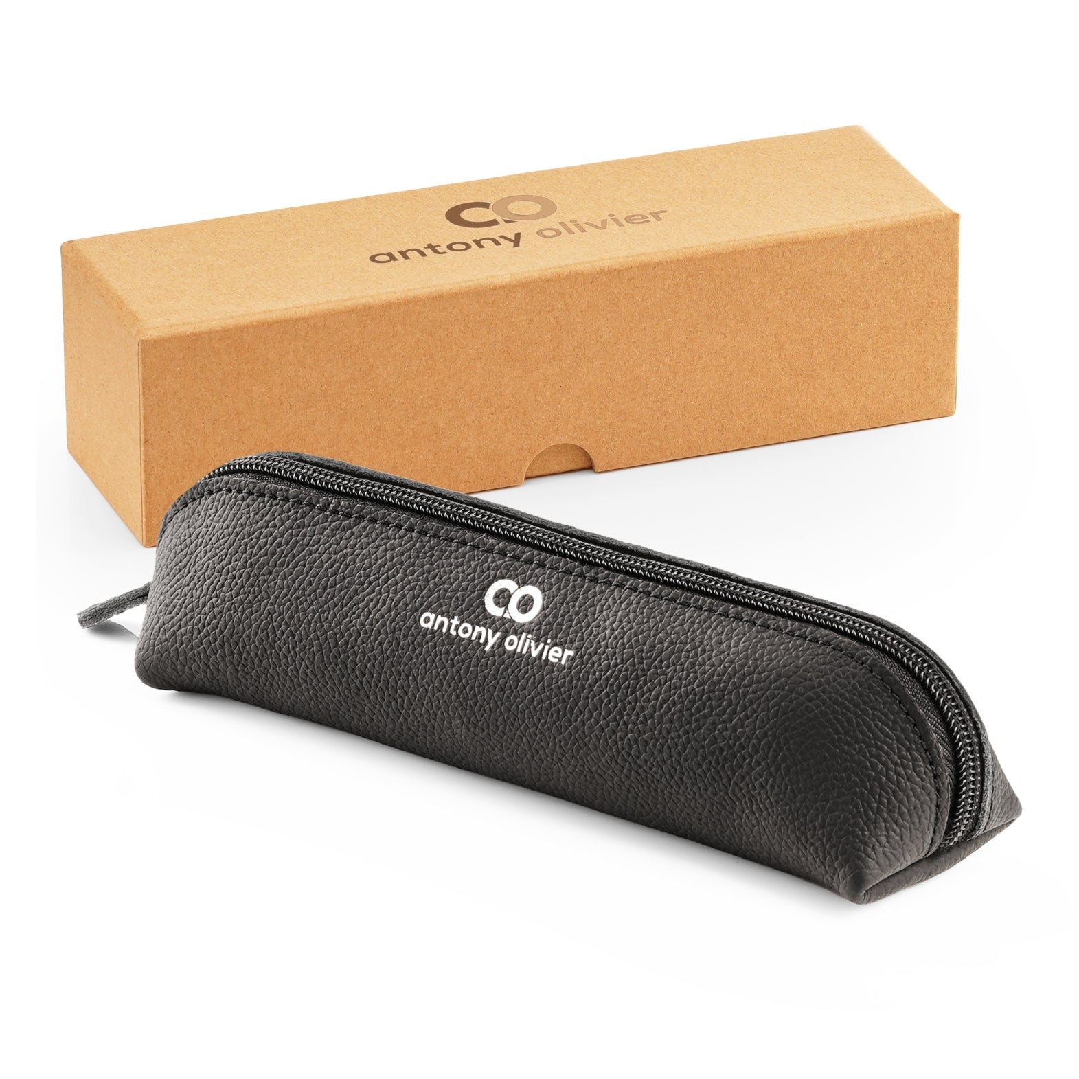 Antony Olivier Leather Pencil Case – Black Zipped Pen Pouch