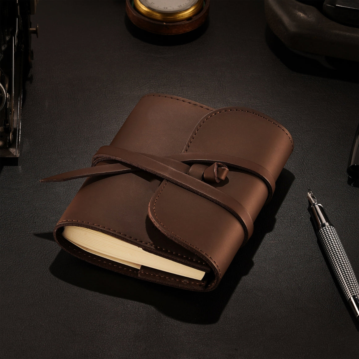 Leather Journal Notebook in Classic Vintage Brown A6 Refillable