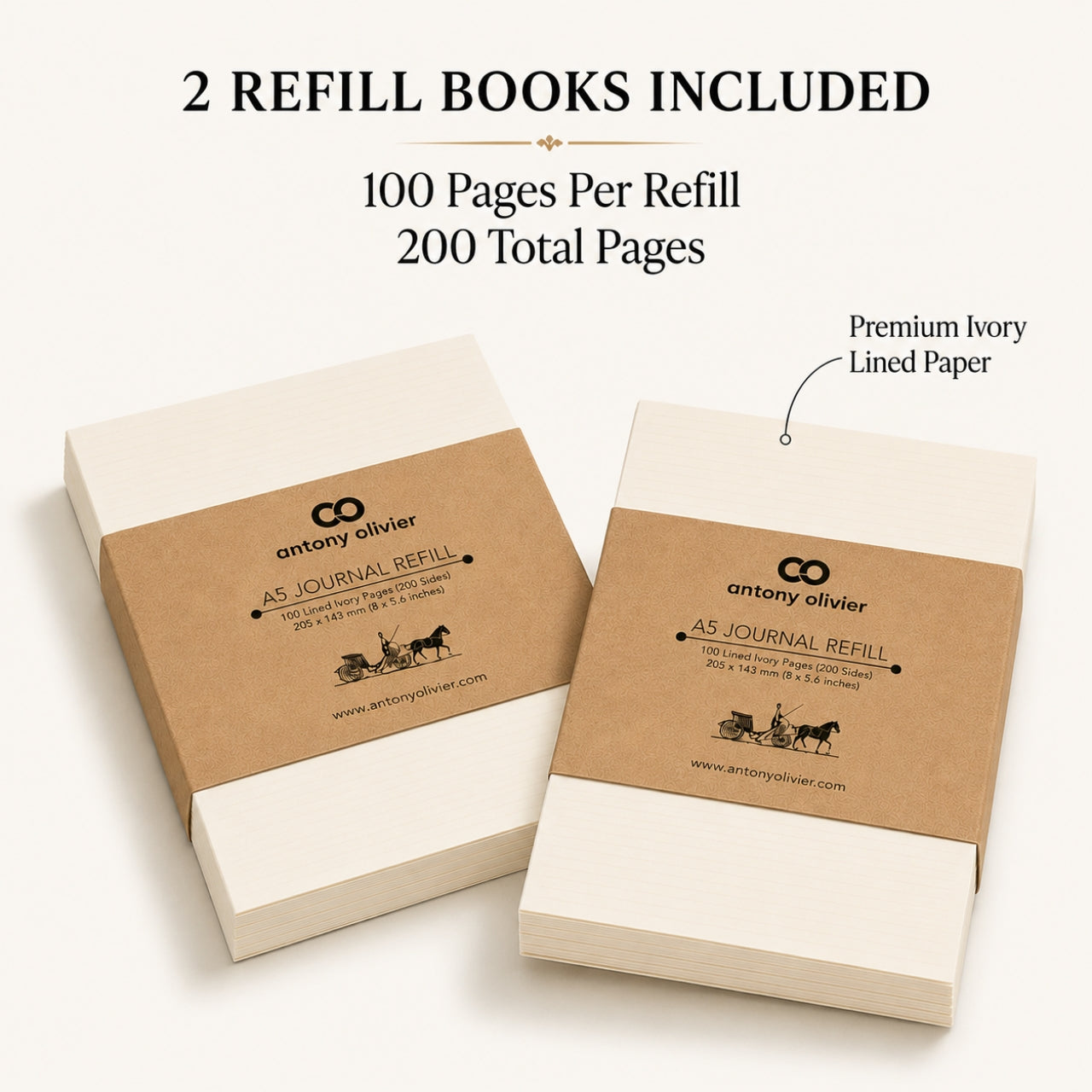 Antony Olivier A5 Journal Refills – Lined Paper Pack