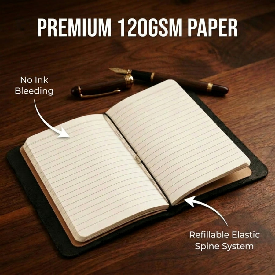 Antony Olivier Pocket Journal – Refillable Leather Notebook (Black)