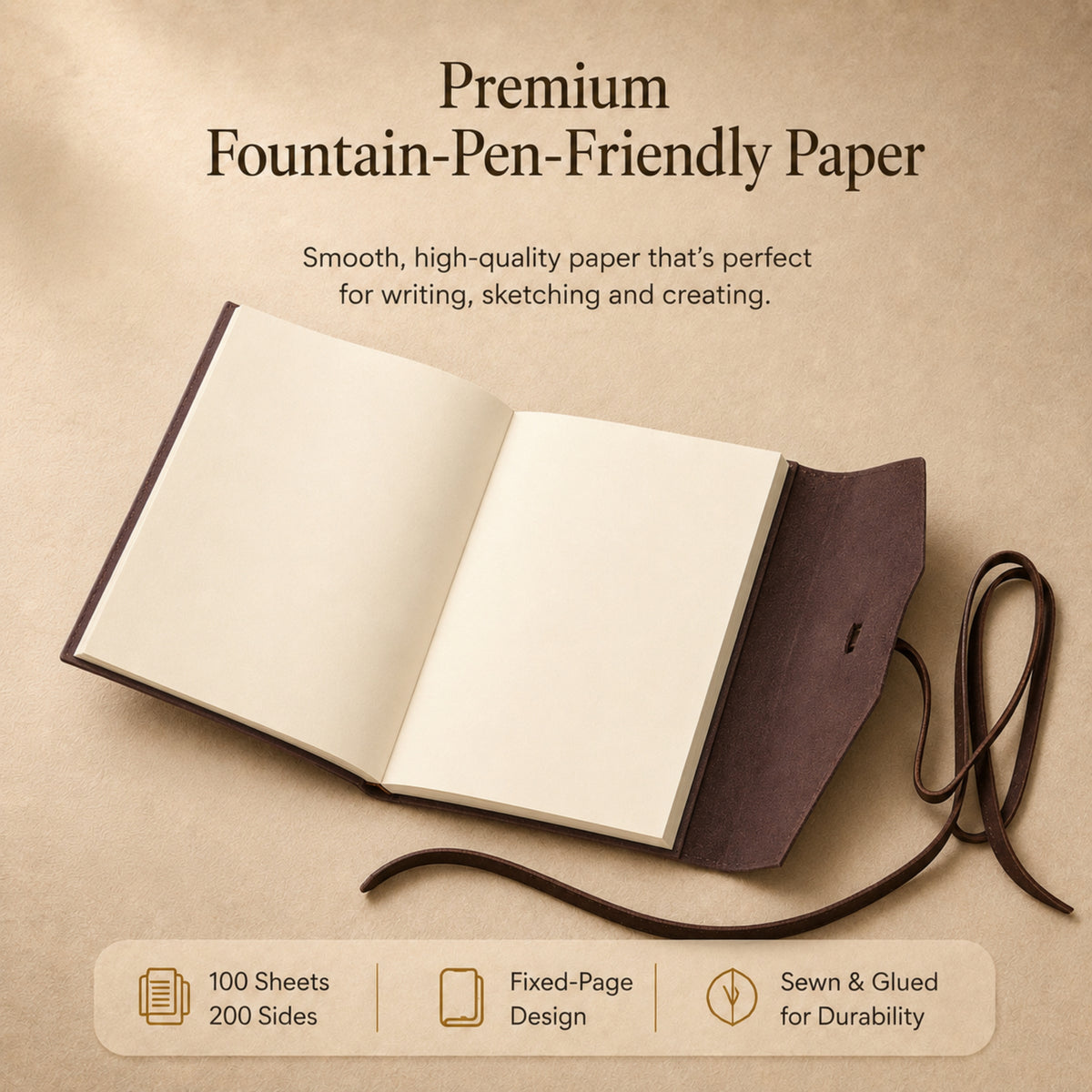 Leather Journal – Fixed-Page A6 Notebook