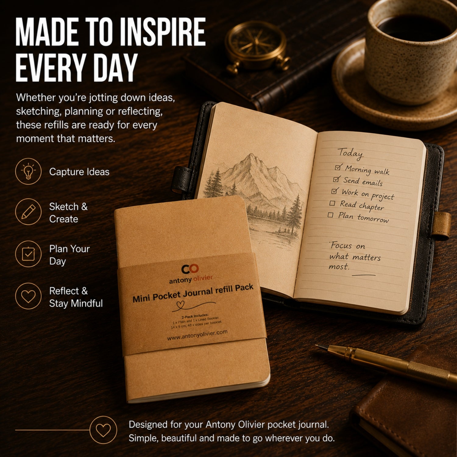Pocket Journal Refill Inserts – Replacement Notebook Refills