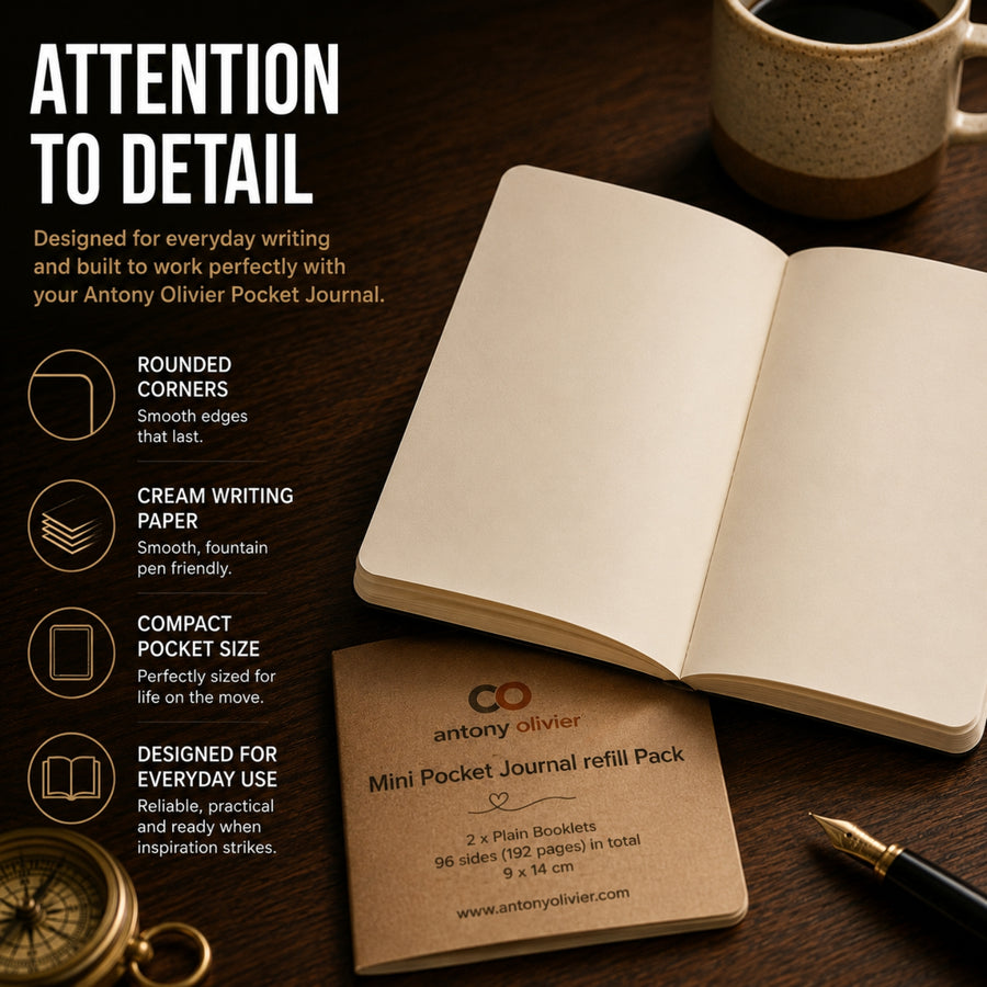 Antony Olivier Pocket Journal Refill Inserts – Replacement Notebook Refills
