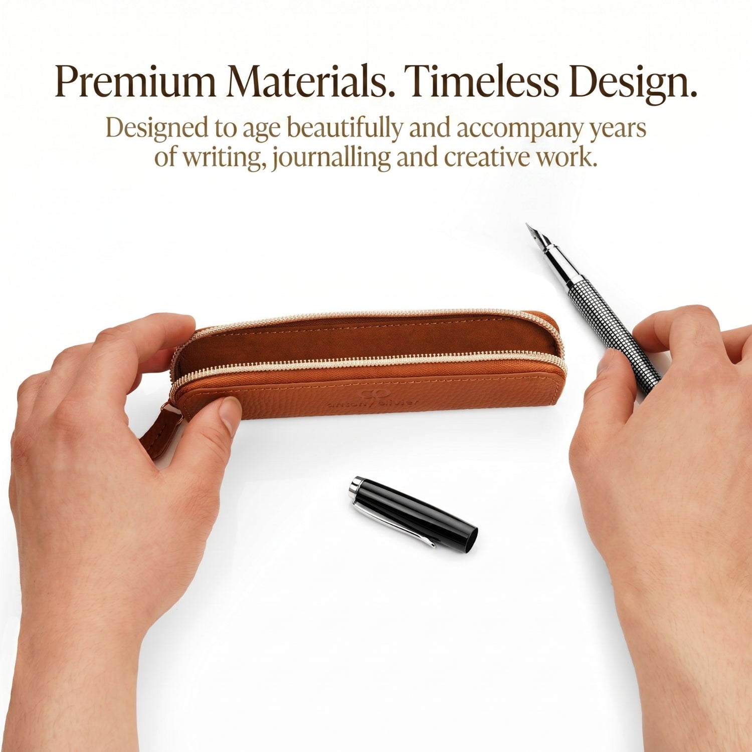 Personalised Mini Leather Pencil Case – Compact Pen Pouch