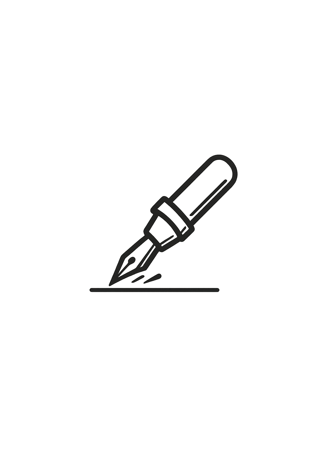 Black ink pen icon on a white background